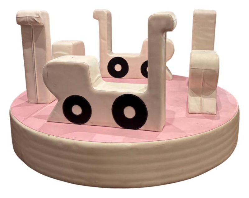 Train Carousel in pink and white