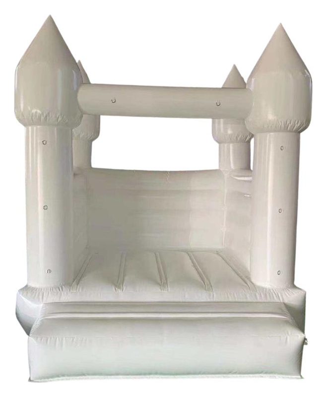 White bouncy castle with turrets
